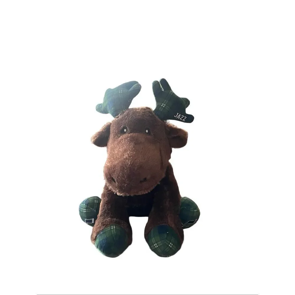 Foco Brown Green Buffalo Plaid Antlers Jazz Moose Plush Stuffed Animal 12”